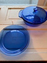 Pyrex And Anchor Hocking Cobalt Dishes, Round Covere