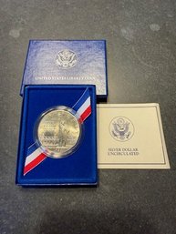 1986 Uncirculated Silver Dollar First Year Ellis Island Philadelphia Mint