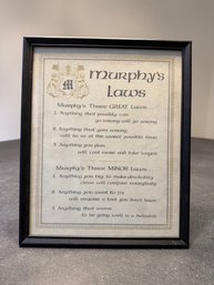 Framed Murphys Laws Print Approx 8 X 10