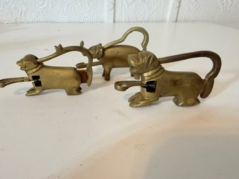 3 Vintage Brass Chinese Animal Tricky Locks, Foo Dogs, Elephant