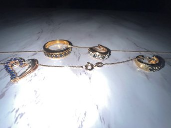 Multi Piece Set Ring Heart Pendent, Earrings