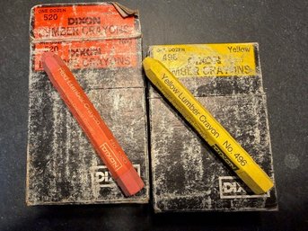 2 Boxes Dixons Lumber Crayons, Red And Yellow