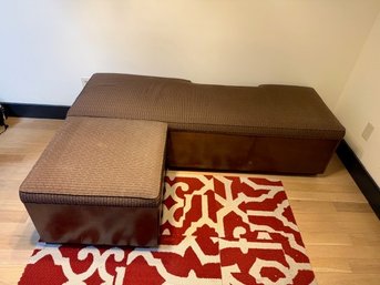 L Shaped Chocolate Brown Fabric Covered Storage Bench