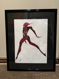Framed Original Miles Davis Gouache On Paper