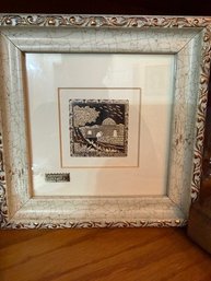 Jerusalem Mantal Plaque 24kt Gold Made In Israel Approx 2' Square Framed