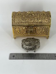 2 Treasure Jewelry Boxes Silver And Gold