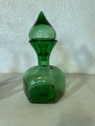 Emerald Cone Topped Empoli Decanter Approx 9" Tall