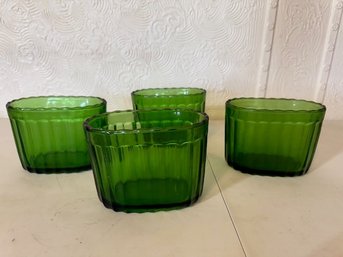 Four Vasemate Emerald Vases Approx 6" Long Each