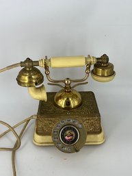 Retro Ornate Brass French Rotary Phone
