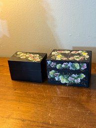 A Pair Of Hand Painted Recipe Boxes