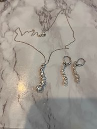 Cubic Zirconia Necklace And Earrings Set In 925 Sterling Silver