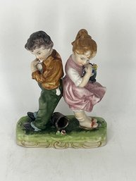 Capodimonte Porcelain Figurine Of Young Boy And Girl Fine China