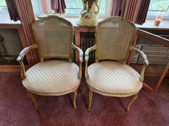 A Pair Of French Silver Louis XV Bergere Chairs Caned Backs Very Good Condition