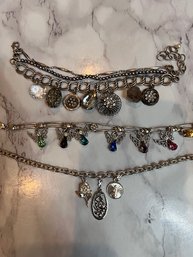 A Group Of Three Sterling Silver 925 Various Bracelets