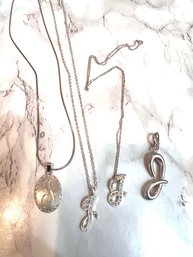 A Group Of 4 J Pendents Sterling Silver