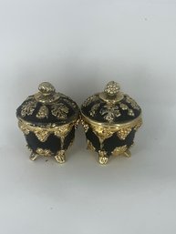 Vintage Gold Metal Leafed Covered Dishes, Some Flaking....