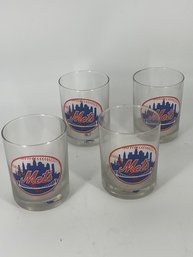 Official Licensee Major League Baseball NY Mets Low Ball Glasses Set Of 4