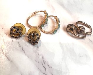 3 Pair Of Silver And Semi Precious Stone Earrings  925