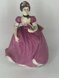 RARE! Woman Figurine With Fan Fine Bone China Francesca Made In England