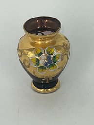 Diminutive Cranberry Glass Vase With Gold Enhancement