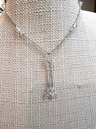 Sterling Silver And Crystal Lariat Style Necklace