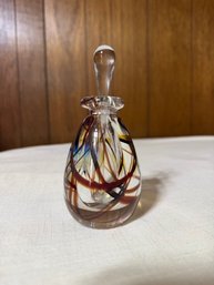 Hand Blown Perfume Bottle Abstract Approx 5' Tall