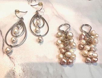 2 Pair Of Great Pear Dangling Earrings