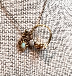 2 14k Charms With Opals, And Ring