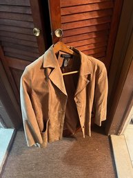 Woman's Camel Suede Jacket Size Large By Dialogue