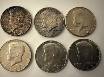 Group Of 6 Kennedy Half Dollars 1964-1967 (#5)