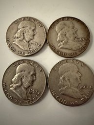 4 Benjamin Franklin Half Dollars All Denver (#8)