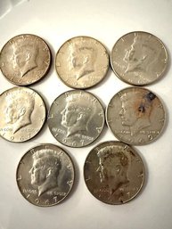 Eight Kennedy Half Dollars 1964 - 1969 (#9)