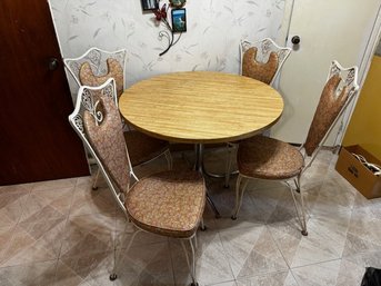 Mid Century Round Formica Table And 4 Chairs Very Good Condition