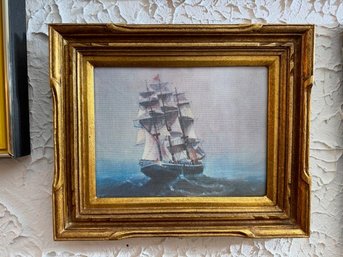 Clipper Ship Gold Frame With Finished Corners Canvas Print