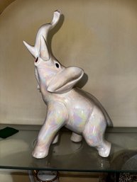 Large Porcelain Elephant Trunk Up! Approx 12' Tall