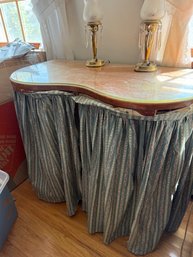 Exceptional 1950's Glass Topped Kidney Shaped Dressing Table With Seta, ( Seat Needs Recaning