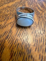 .925 Sterling And Moonstone Center And Surrounding Setting Approx Size 8 Ring