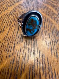 Turquoise And Silver NAtive American Ring Size 7 Approx