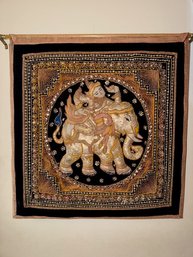 Thai Elephant Wall Tapestry Approx 18 X 18'