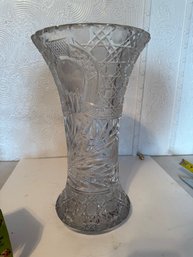 Fab 20" Cut Crystal Trumpet Vase, Needs Deep Clean!