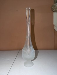 Hand Blown Frosted Cabbage Glass Bud Vase By Viking
