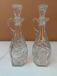 Pressed Glass Cruet Set With Stoppers