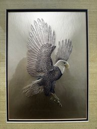 Embossed Eagled On Pearlized Paper, Framed Image Approx  12 1/2 X 18'