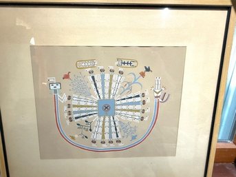 Native American Silkscreen Art Framed In The Manner Of Walter Mootzka A Navajo Mem
