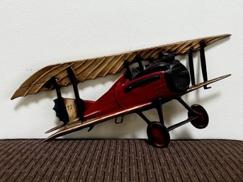 Sexton 1122 Red Bi Plane WWI Cast Metal Wall Plaque