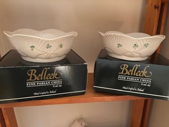 A Pair Of Belleck Shamrock Bowls In Original Boxes