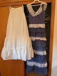 Retro Hippie Dress And Slip Size Medium 8  Early 1970's