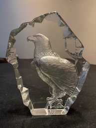 Glass Eagle Signed/numbered By Mats Jonasson  7 1/2' Swedish