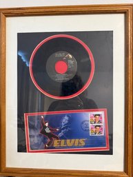 Graceland Commemorative Elvis Presley First Day Of Issue, 45 And 2003 Stamps Framed