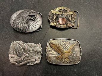 A Group Of Four American Eagle And Americana Belt Buckles
